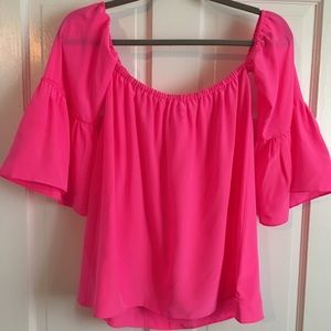 Lily Pulitzer hot pink off the shoulder top
